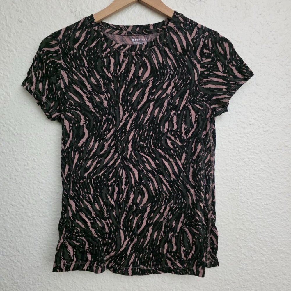 Athleta Organic Daily Printed Tee in Abstraction Black Women's Size XS